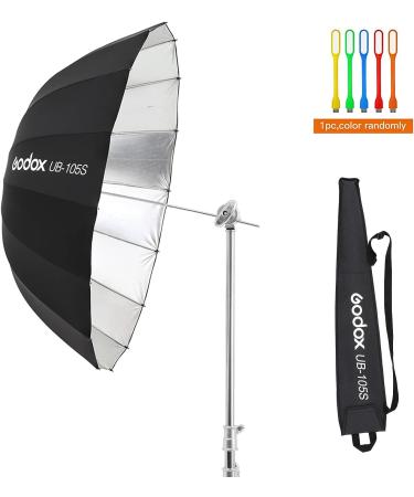 Godox UB-105S 41.3 Silver Parabolic Deep Reflective Umbrella with Diffuser Cover - Photography Studio Soft Light Umbrella - Buy Online on SooperMarket.com