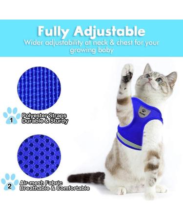 Supet Cat Dishes & Soft Cat Vest with Leash for Kittens & Small Dogs - Blue Size L (38-43 cm) - Buy Online on SooperMarket.com