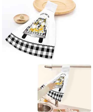 Farmhouse Gnome Honeybee on Truck Country Plaid Hand Towels - Set of 2 | Absorbent Kitchen and Bathroom Towels | Durable Hanging Washing Cloths for Home Cleaning Decor - Buy Online on SooperMarket.com