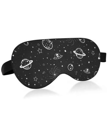 Haskirky Light Blocking Eye Mask Breathable and Adjustable Adult Men and Women Travel on Business Trips Yoga Meditation Light Smooth Comfortable Eye Mask Office Deep Sleep Goodies Black Stars Plane