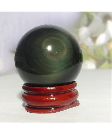 Natural Sphere Rainbow Cat Eye Black Obsidian Crystal Ball Natural Quartz Gemstone Gift Stone Home Decoration 1pc (Color : 65-75g) - Buy Online on SooperMarket.com