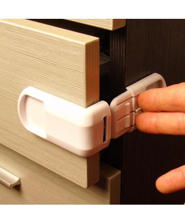 DHinkyoung 4 Pcs Safe Cupboard Locks Update Child Proof Drawer Locks Dual-Button Baby Proofing Corner Locks with Strong Adhesive for Cabinet Cupboard Drawer Refrigerator Oven Trash Toilet - Buy Online on SooperMarket.com