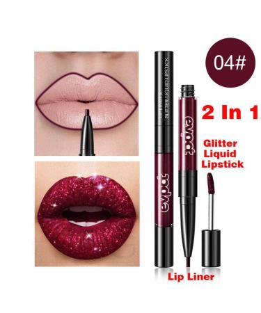 7Pcs Pink Red Glitter Matte Lip Liner and Liquid Lipstick Set Kit - Long Lasting Metallic Shades for Women - Buy Online on SooperMarket.com