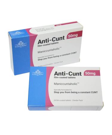 Gadgetking JOKE PILL MEDICATION TABLET BOX Xmas Gift Prank Birthday Card wrapper Unusual April Fools Secret Santa 40th 50th 60th 21st Rude Mens Ladies For Him Her Boss (Anti-CUNT)