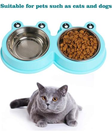 Premium Stainless Steel Double Pet Bowls | No-Slip Cute Modeling | Sky Blue | For Dogs, Cats, Rabbits, and Other Pets - Buy Online on SooperMarket.com
