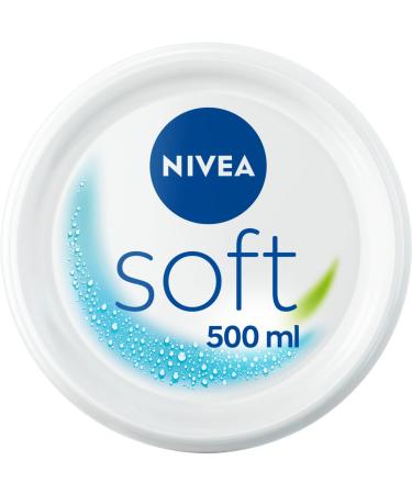 NIVEA Soft Moisturising Cream (500ml) A Moisturising Cream Face Body And Hands With Vitamin E And Jojoba Oil Hand Cream Moisturises Deeply All-Purpose Day Cream 500 ml (Pack of 1) Single