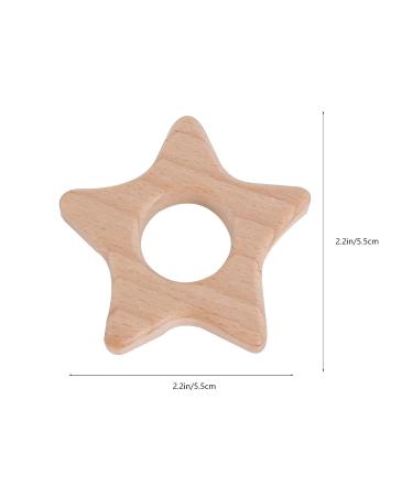 ABOOFAN 5pcs Wooden Star Teething Rings for Babies - Khaki | Baby Chew Toy with Silicone Teether | 5.5x5.5cm - Buy Online on SooperMarket.com