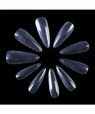 AORAEM Clear Long Stiletto False Nails - 500Pcs Full Cover Artificial Nail Tips in 10 Sizes for Nail Salon - Buy Online on SooperMarket.com