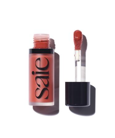 Saie Dew Blush - Lightweight  Blendable + Buildable Cream Gel Blush for a Dewy Cheek Tint - Doe Foot Wand Makeup Applicator - Spicy (0.40 oz)