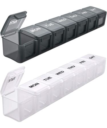 Large Weekly Pill Organizer Sukuos Large Daily Pill Cases for Pills/Vitamin/Fish Oil/Supplements (black+clear)
