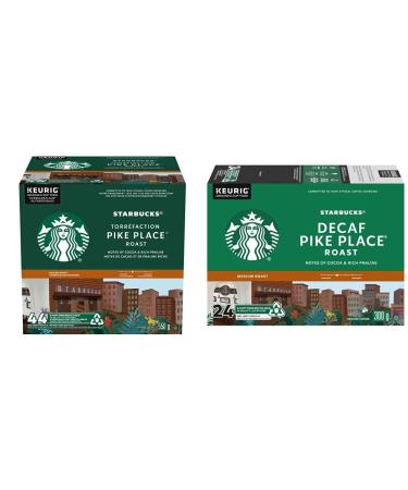 Starbucks Pike Place Medium Roast Coffee Single Serve Keurig K-Cup Pods 44 Capsules & PIKE PLACE Decaf Roast Medium Roast Ground Coffee K-CUP Pods 24 ct Box