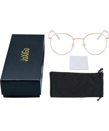 Joxigo Blue Light Filter Glasses - Retro Round Metal Frame UV Protection Anti-Fatigue - Includes Pink Gold Glasses Case - Buy Online on SooperMarket.com