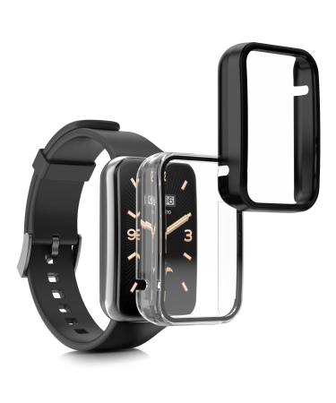 kwmobile Cover Comaptible with Xiaomi Mi Band 7 Pro (Set of 2) -Tempered Glass with Plastic Frame - Black/Transparent black / transparent