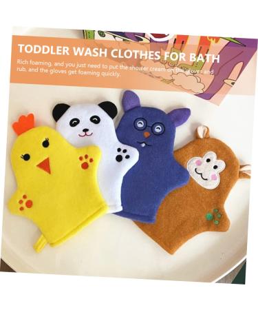 NOLITOY 4pcs Animal Shaped Exfoliating Bath Loofahs & Wash Mitts - Soft Polyester Shower Sponges for Kids - Gentle Body Massage & Cleansing - Buy Online on SooperMarket.com