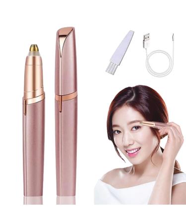 Rechargeable Eyebrow Hair Remover Electric Painless Eyebrow Trimmer Epilator for Women Eyebrow Razor with Light Brows Shaper. for Face Hair and Nose Hair Portable Eyebrow Hair Removal Razor. Gold