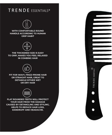 Trende Essentials Wide Tooth Comb - Heat Resistant Detangler for Curly Hair - Black - Buy Online on SooperMarket.com