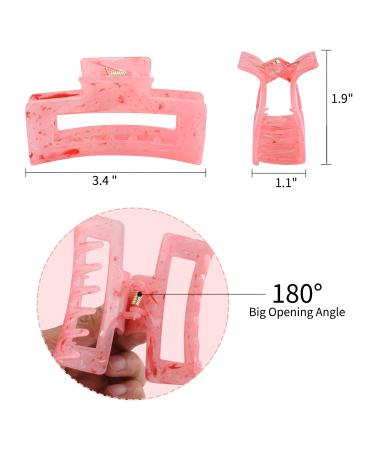 8 PCS 3.5 Inch Hair Claw Clips Set for Women - Rectangle Claw Clips for Thick Hair - Buy Online on SooperMarket.com