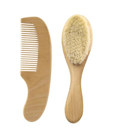 KOMBIUDA Baby Gift 1 Set Baby for Brush Wool Supplies Bristle Newborns and with Comb Infant Cap Soft Gift Shower Toddlers Wooden Cradle Newborn Kit Care Kids Hair Goat Baby Gifts