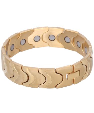 Magnetic tab arthritis pain relief and carpal tunnel magnet hardship tapes for men and women TI steel bracelet magnetic hardship tape strong magnetic bracelet (gold)