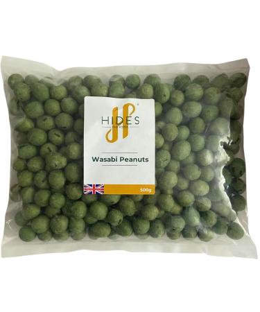 Hides Fine Foods - Wasabi Peanuts 500g - Suitable for Vegetarians - GMO Free - Snacking - Coated Peanuts with Wasabi Flavour - Bar Snack - Perfect for Parties