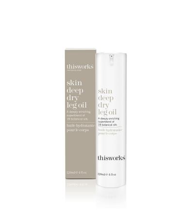 thisworks Skin deep Dry Leg Oil: Deeply Enriching Blend of 9 Essential Oils for Shiny Soft Skin 120ml 4 fl oz