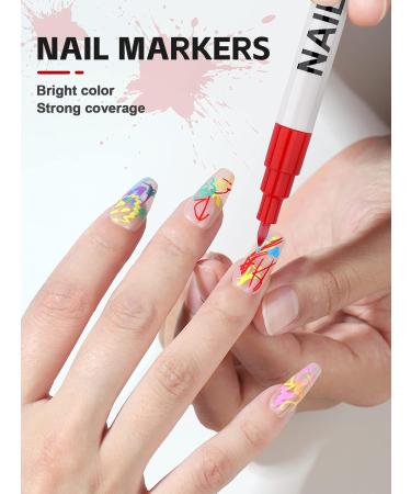 Kalolary 6 Color 3D Nail Art Pens Set - Nail Point Graffiti Dotting Pen for DIY Manicure Tools - Buy Online on SooperMarket.com