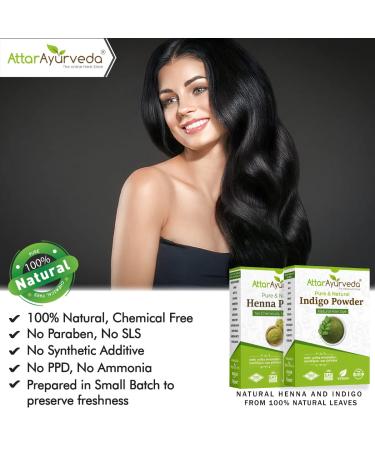 Attar Ayurveda Natural Dye for Black Hair - Henna & Indigo Combo Pack (400g) - Herbal Hair Color Solution - Buy Online on SooperMarket.com