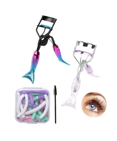 Eyelash Curler Tangger Eyelash Curler Professional with 10 Eyelash Curler Refills and 1 Mascara Brush can Precisely Grabs and Lifts Lashes and Long Lasting Curl Mermaids Designed for All Eye Shapes