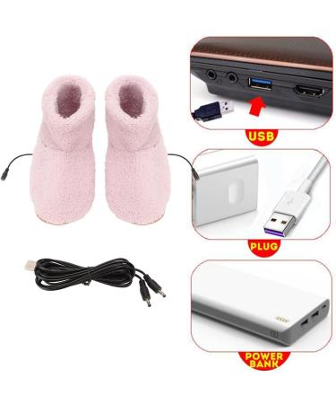 Comforting Heated Foot Warmer - USB Electric Plush Heat Shoes in Pink for Cozy Winter Relaxation - Buy Online on SooperMarket.com