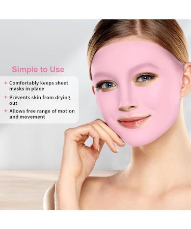 Silicone Face Mask Cover & Ice Face Mask Set | Cooling Relief for Dark Circles Puffiness Migraines | Reusable Anti-Wrinkle Holder - Pink - Buy Online on SooperMarket.com