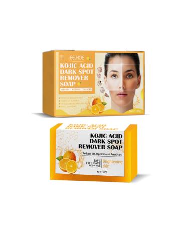 Kojic Acid Soap Kojic Acid Dark Spot Remover Soap Turmeric Kojic Acid Soap Handmade Soap for Dark Spots & Acne Scars Natural Orange Soap Bar for Face Body Wash 100g