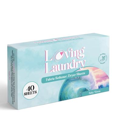Fabric Softner Dryer Sheets- Salty Waves Scent -Enhanced Softness- Plant Based- Softens & Removes Static Cling- Long lasting Freshness Laundry Dryer Sheet- 40 Sheets