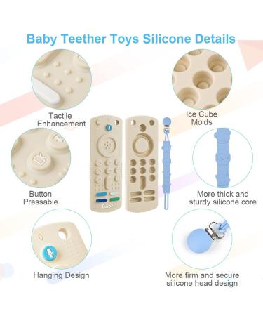 Hotut Baby Remote Control Bite Ring - 2 Pack BPA-Free Silicone Dental Aid with Pacifier Chains - Safe Baby Toys for 3 Months+ - Buy Online on SooperMarket.com