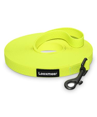 Looxmeer tow lines for dogs dog leash 3m 5m 10m 15m 20m 25m 30m with hand loop and D carabiner tear-resistant training line neon yellow 10m neon yellow