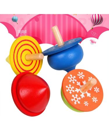 YeahiBaby Wooden Spinning Top - Traditional Colorful Wooden Toy Set for Kids (4 Pieces) - Perfect Gift for Children - Buy Online on SooperMarket.com