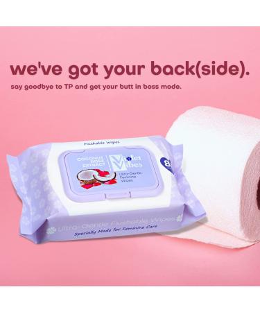 Violet Vibes Moisturizing Flushable Bathroom Wet Wipes for Women - Aloe Coconut Rose - 80 ct Pack - Buy Online on SooperMarket.com