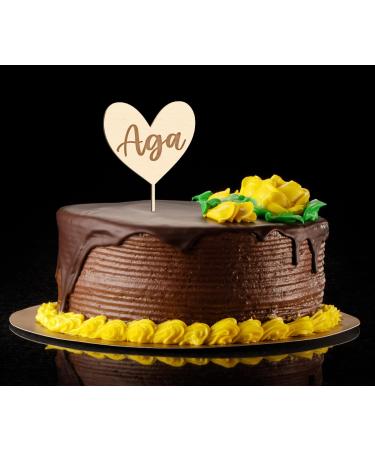 Alsino Personalized Cake Topper - Sustainable Wood Heart Engraved for Weddings Birthdays Baptisms & More - Buy Online on SooperMarket.com