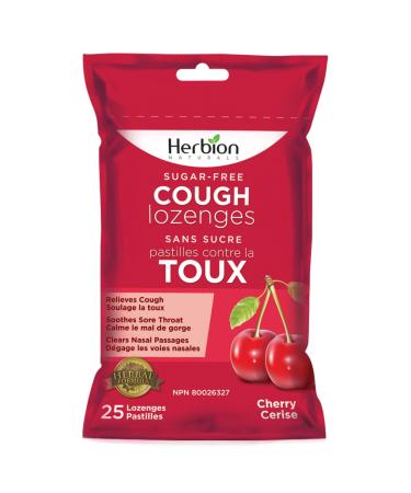 Herbion Naturals Sugar-Free Cough Lozenges with Natural Cherry Flavour 25 Lozenges - Relieves Cough and Nasal Congestion Soothes Sore Throat For Adults and Children 12 years and above