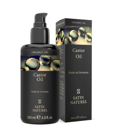 Castor oil organic cold -pressed 200ml - 100% pure natural vegan - for eyelashes eyebrows hair nails - accelerate hair growth hair growth oil - cruethty free - Castor oil - satin natureel