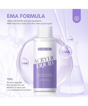 Saviland 120ml Acrylic Nail Liquid for Acrylic Powder - MMA-Free Formula for Nail Extension and Carving at Home or Salon - Buy Online on SooperMarket.com