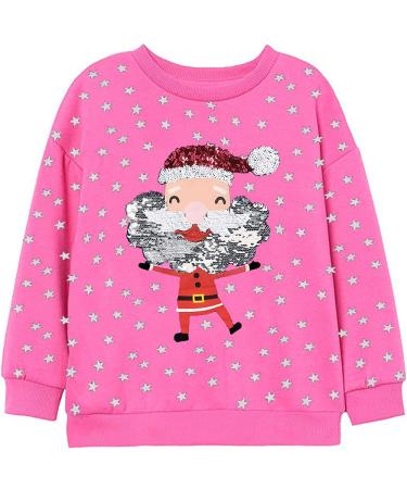 LXKA Kids Girls Christmas Jumper Sweatshirt Xmas Jumpers Toddler Santa Claus Reindeer Tops Baby T-Shirts Long Sleeve Cotton Crew Neck Casual Winter Clothes Age 1-7 Years 1#santa Claus 1-2 Years