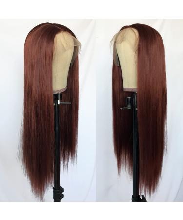 QD-Tizer 22 Reddish Brown Lace Front Wig - Long Straight, Heat Resistant, Glueless for Fashion - Buy Online on SooperMarket.com