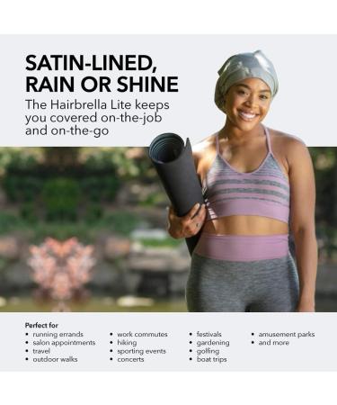 Hairbrella Lite Women's Rain Hat - Waterproof Hair Protection | Adjustable Strap | Packable Black Classic - Buy Online on SooperMarket.com