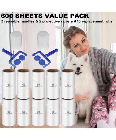 Lint Rollers for Pet Hair Remover Roller Sticky Roller Clothes Brush 600 Sheets Adhesive Roller with 10 Lint Roller Refills & 2 Handles for Coat Fabric Bed Fluff & Dust - Buy Online on SooperMarket.com