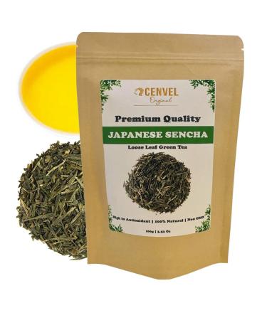 CENVEL Japanese Sencha Green tea | 100% Pure Natural Loose Leaf Sencha Green Tea | Premium Quality | From Kagoshima Region | Pesticides Free. GMO Free (100g)
