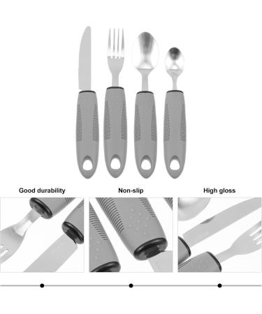 Adaptive Utensils Built up Fork Spoon Rocker Knife Easy Grip Silverware for Adults Elderly Weak Hand Patients Disabled Light Grey 3 Piece Set (Color : Light Grey-1) - Buy Online on SooperMarket.com