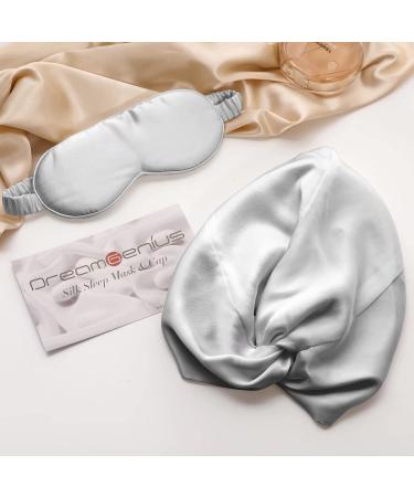 22 Momme 100% Pure Mulberry Silk Grey Sleep Cap for Women - Double Layer Hair Bonnet for Sleeping - Buy Online on SooperMarket.com