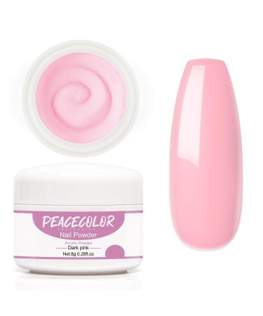 PEACECOLOR 8G Dark Pink Acrylic Powder Professional Acrylic System for Beginners DIY Nail Art Nails Extension Carving at Home Salon Beauty Gifts for Women color 158