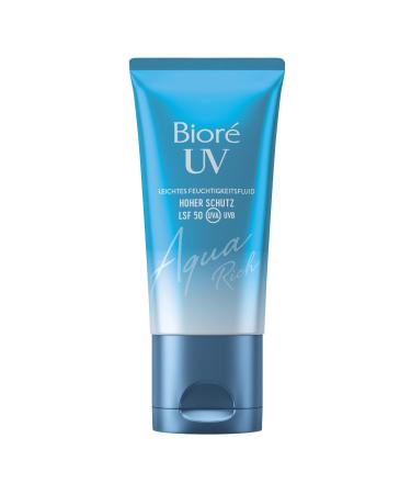 BIORE Aqua Rich UV - SPF 50 Light Moisture Fluid for Face - Non-Greasy UVA/UVB Sun Protection Ideal Under Makeup - 50ml - Buy Online on SooperMarket.com