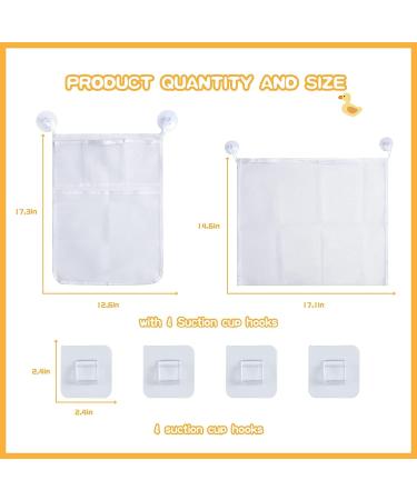 2 Set Bath Toy Organizer for Kids - Quick Dry Storage Net for Mesh Toys, Shower Organizer Bag with Hooks and Suction Cups - Buy Online on SooperMarket.com